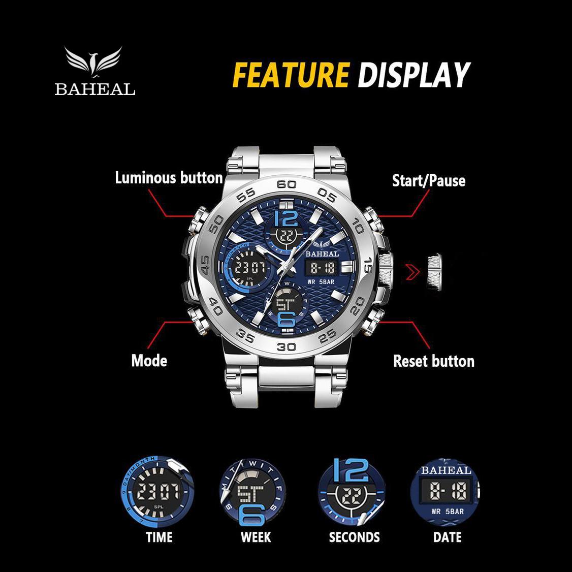 BAHEAL Dual time display watch - Alloy Shell - Image 6